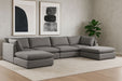 Meridian Furniture - Mackenzie 160" Grey Linen Textured Fabric Upholstered 6pc. Sectional - 688Grey-Sec6B - GreatFurnitureDeal