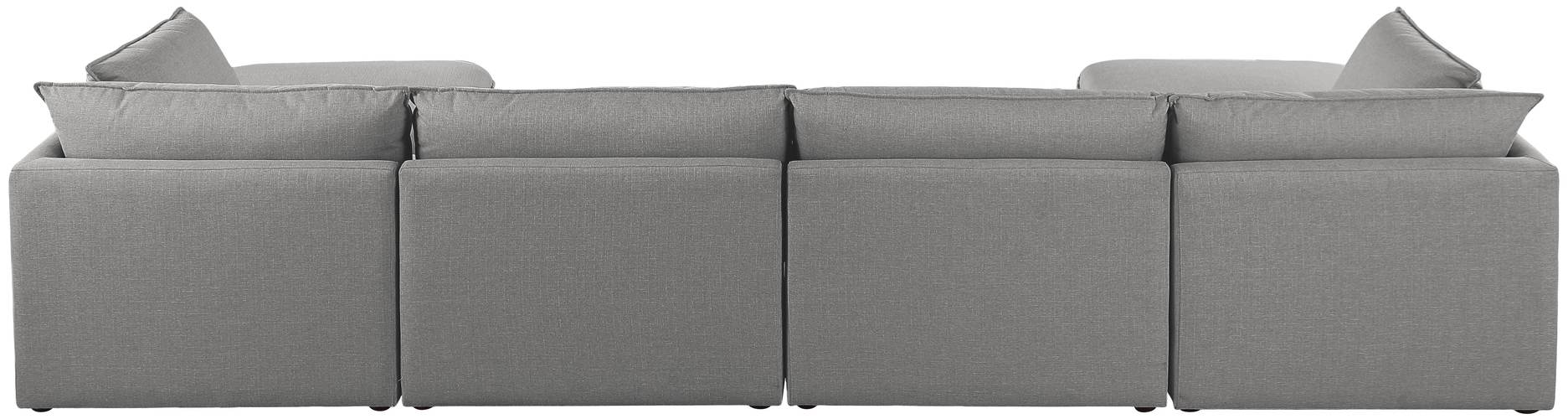Meridian Furniture - Mackenzie 160" Grey Linen Textured Fabric Upholstered 6pc. Sectional - 688Grey-Sec6B - GreatFurnitureDeal