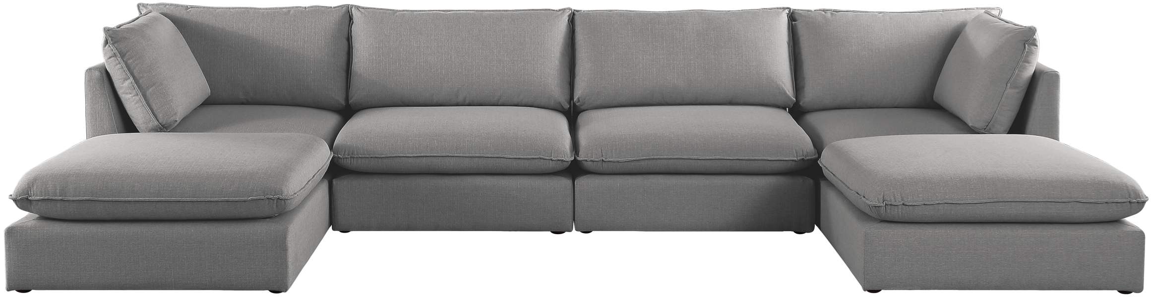 Meridian Furniture - Mackenzie 160" Grey Linen Textured Fabric Upholstered 6pc. Sectional - 688Grey-Sec6B - GreatFurnitureDeal