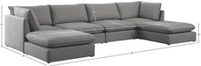 Meridian Furniture - Mackenzie 160" Grey Linen Textured Fabric Upholstered 6pc. Sectional - 688Grey-Sec6B - GreatFurnitureDeal