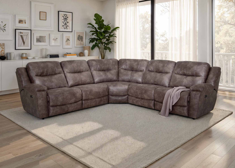 Franklin Furniture - 689 Emerson 5 Piece Power Reclining Sectional Sofa with Power Headrest & USB in Vernon Taupe - 68901-68907-68999-68903-68902 - GreatFurnitureDeal