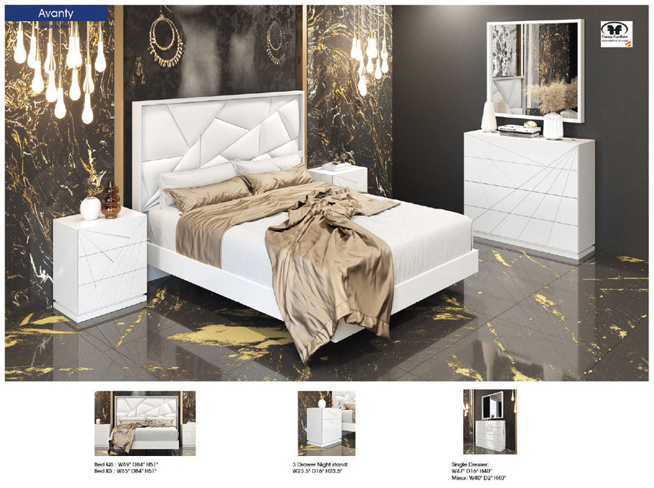 ESF Furniture - Avanty 3 Piece Queen Bedrrom Set in White - AVANTYQS-3SET