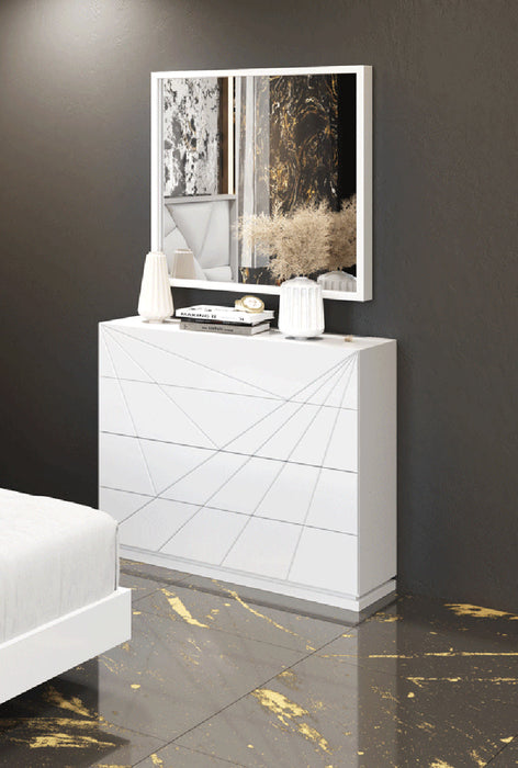 ESF Furniture - Avanty Single Dresser with Mirror in White - AVANTYDRESSER-MIRROR