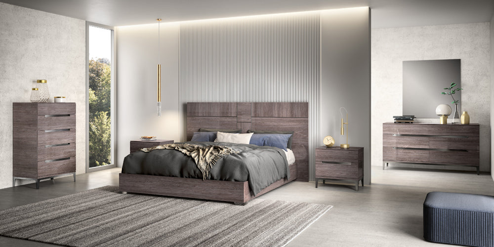 ESF Furniture - Viola 5 Piece Queen Size Bedroom Set in Purple Elm - VIOLAQS-5SET