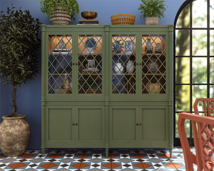 Bramble - Kelly 4 Door Glass Display Cabinet w/ Glass Shelves & LED - BR-69138