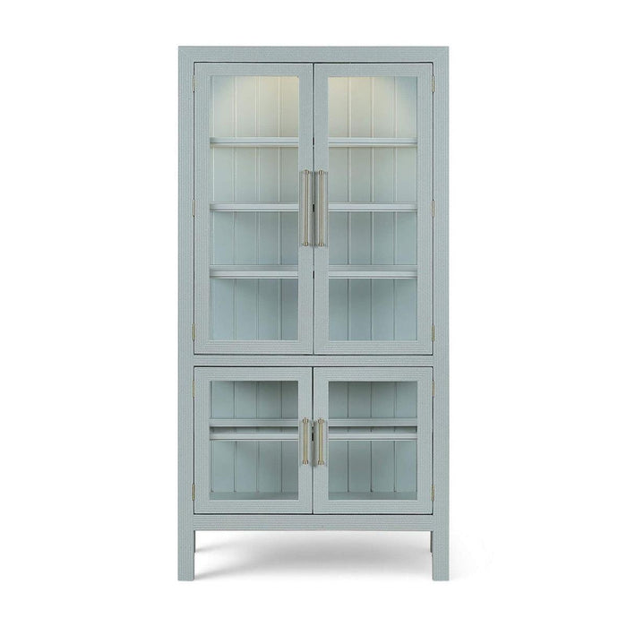 Bramble - Alto Display Cabinet w/ Rattan & Glass Shelves w/ LED - BR-69280 - GreatFurnitureDeal