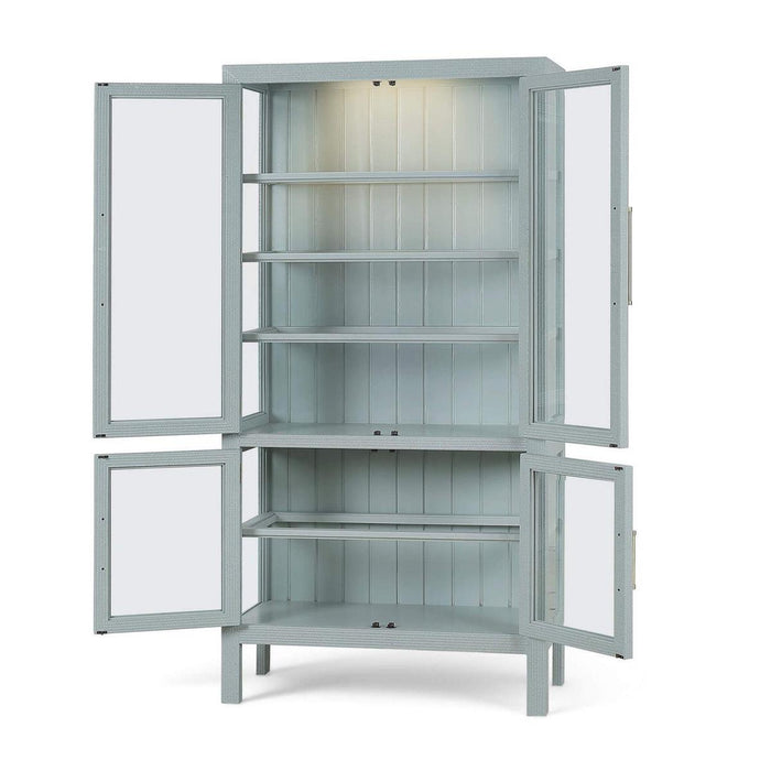 Bramble - Alto Display Cabinet w/ Rattan & Glass Shelves w/ LED - BR-69280 - GreatFurnitureDeal