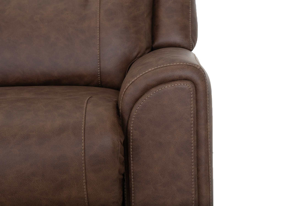 Franklin Furniture - 693 Parker Power Reclining Console Loveseat w/ Power Headrest, Storage, Cupholders & USB in Duvall Vintage Brown - 69335-BROWN