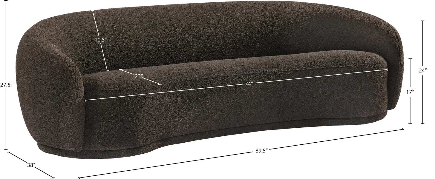 Meridian Furniture - Hyde 89.5" Brown Boucle Fabric Upholstered Sofa - 693Brown-S - GreatFurnitureDeal