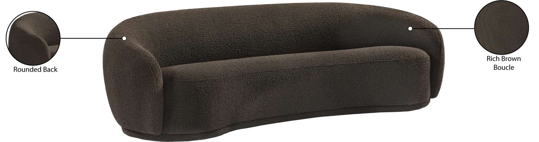 Meridian Furniture - Hyde 89.5" Brown Boucle Fabric Upholstered Sofa - 693Brown-S - GreatFurnitureDeal
