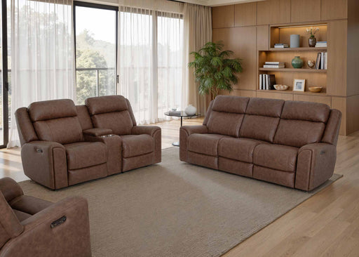 Franklin Furniture - 693 Parker 2 Piece Power Reclining Sofa Set in Duvall Vintage Brown - 69347-62-69335-62-BROWN - GreatFurnitureDeal