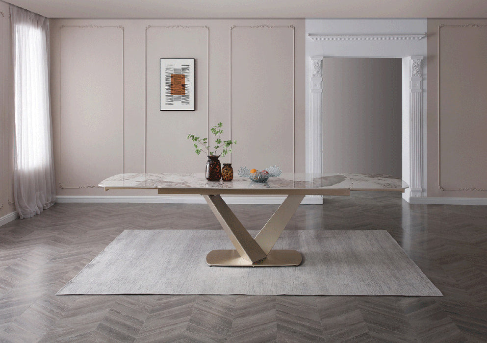 ESF Furniture - 93 - 8 Piece Dining Table Set in Golden Champagne - 93DININGTABLE-8SET - GreatFurnitureDeal