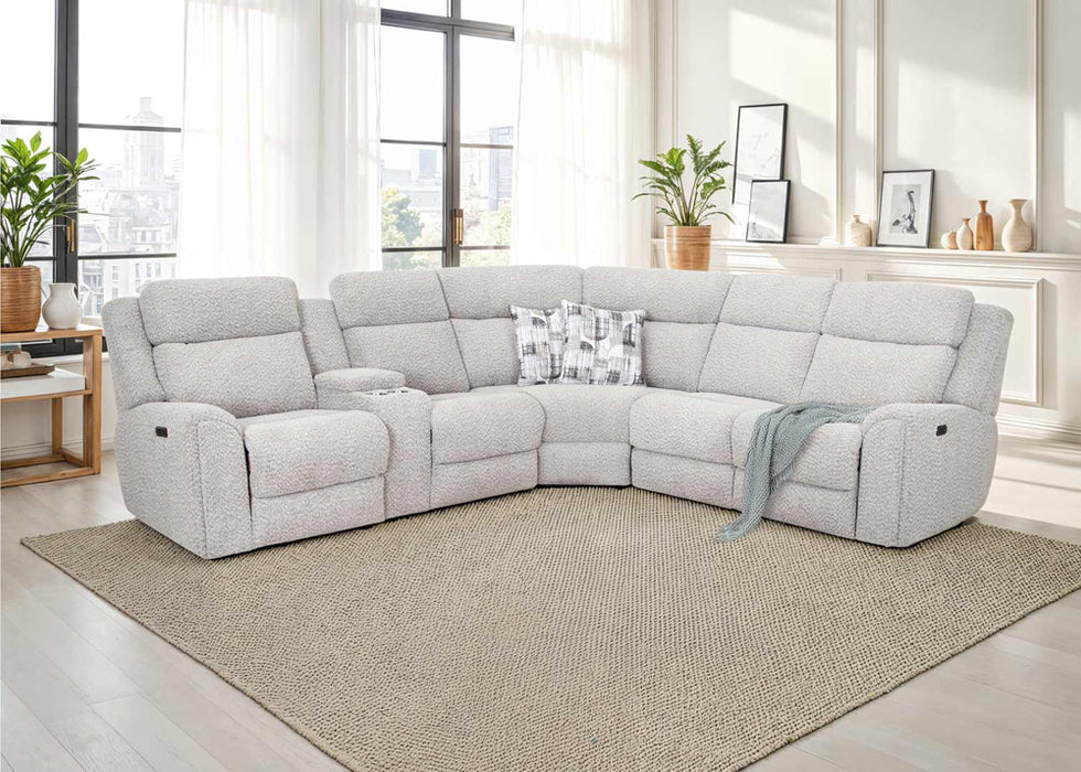 Franklin Furniture - 694 Keegan 3 Piece Power Reclining Sectional Sofa in Easy Peasy Sterling - 69431-69499-69456