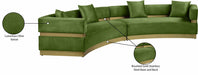 Meridian Furniture - Belsa 148" Olive Velvet Upholstered 2pc. Sectional - 694Olive-Sectional - GreatFurnitureDeal