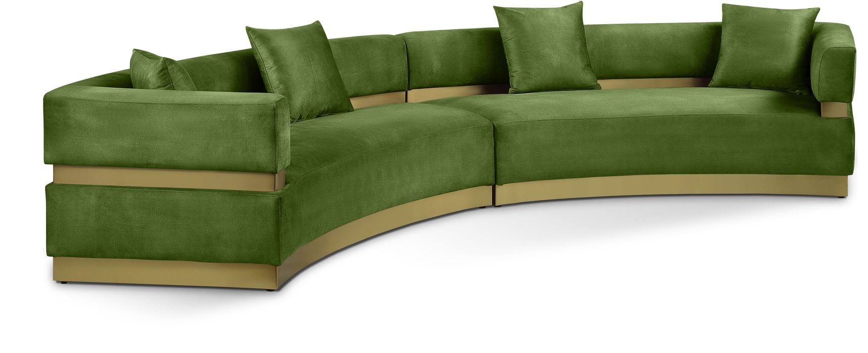 Meridian Furniture - Belsa 148" Olive Velvet Upholstered 2pc. Sectional - 694Olive-Sectional - GreatFurnitureDeal
