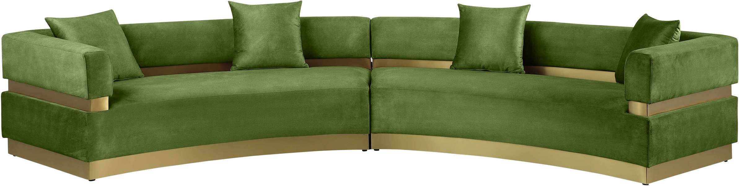 Meridian Furniture - Belsa 148" Olive Velvet Upholstered 2pc. Sectional - 694Olive-Sectional - GreatFurnitureDeal