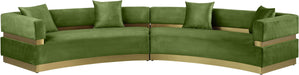 Meridian Furniture - Belsa 148" Olive Velvet Upholstered 2pc. Sectional - 694Olive-Sectional - GreatFurnitureDeal