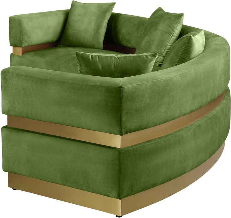 Meridian Furniture - Belsa 148" Olive Velvet Upholstered 2pc. Sectional - 694Olive-Sectional - GreatFurnitureDeal
