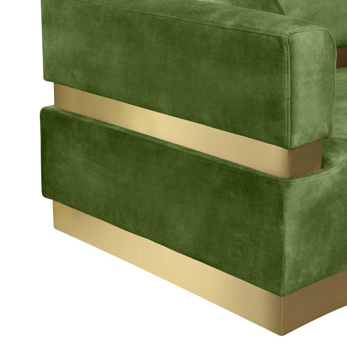 Meridian Furniture - Belsa 148" Olive Velvet Upholstered 2pc. Sectional - 694Olive-Sectional - GreatFurnitureDeal