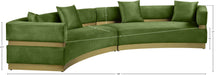 Meridian Furniture - Belsa 148" Olive Velvet Upholstered 2pc. Sectional - 694Olive-Sectional - GreatFurnitureDeal