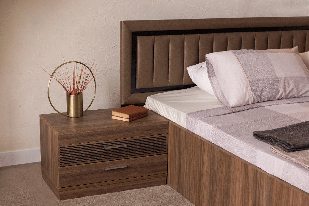 ESF Furniture - Lindo 4 Piece King Size Storage Bedroom Set w/led in Brown Tones - LINDOKS-4SET