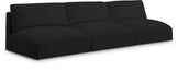 Meridian Furniture - Ease 114" Black Fabric Upholstered 3pc. Armless Sofa - 696Black-S114A - GreatFurnitureDeal