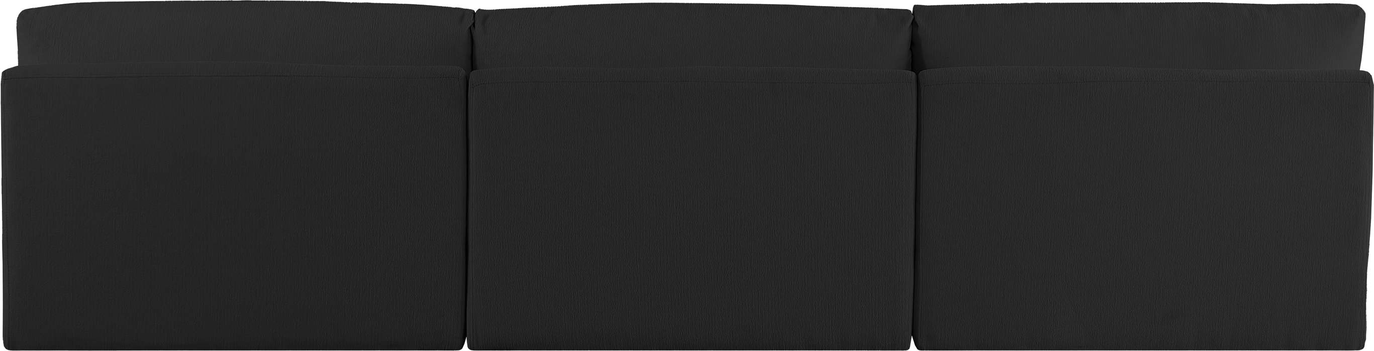 Meridian Furniture - Ease 114" Black Fabric Upholstered 3pc. Armless Sofa - 696Black-S114A - GreatFurnitureDeal