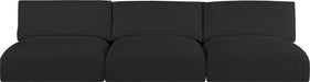 Meridian Furniture - Ease 114" Black Fabric Upholstered 3pc. Armless Sofa - 696Black-S114A - GreatFurnitureDeal