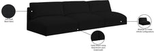 Meridian Furniture - Ease 114" Black Fabric Upholstered 3pc. Armless Sofa - 696Black-S114A - GreatFurnitureDeal
