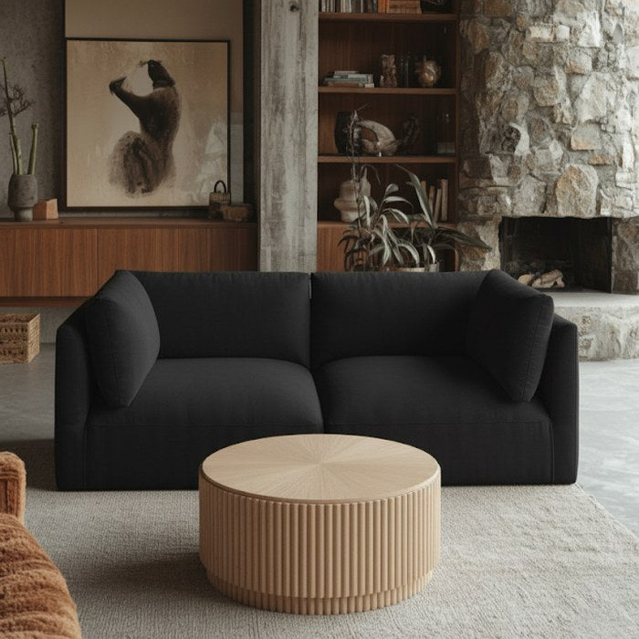 Meridian Furniture - Ease 76" Black Fabric Upholstered 2pc. Sofa - 696Black-S76B - GreatFurnitureDeal