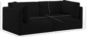 Meridian Furniture - Ease 76" Black Fabric Upholstered 2pc. Sofa - 696Black-S76B - GreatFurnitureDeal