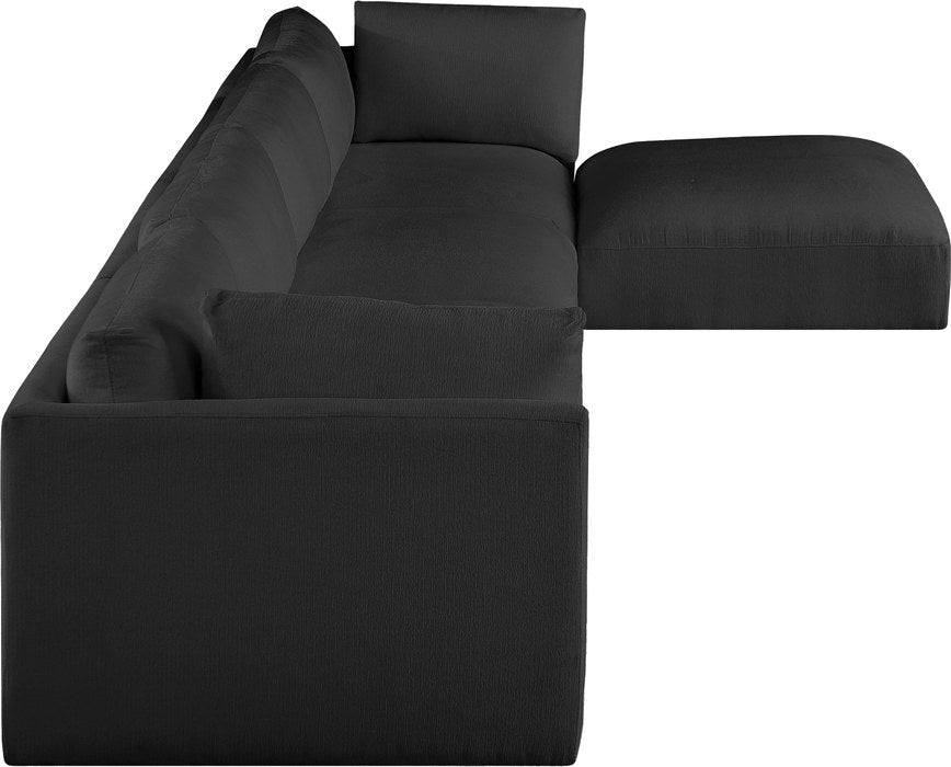 Meridian Furniture - Ease 152" Black Fabric Upholstered 5pc. Sectional - 696Black-Sec5A - GreatFurnitureDeal