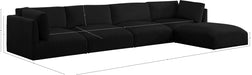 Meridian Furniture - Ease 152" Black Fabric Upholstered 5pc. Sectional - 696Black-Sec5A - GreatFurnitureDeal