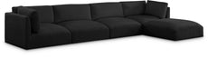 Meridian Furniture - Ease 152" Black Fabric Upholstered 5pc. Sectional - 696Black-Sec5A - GreatFurnitureDeal