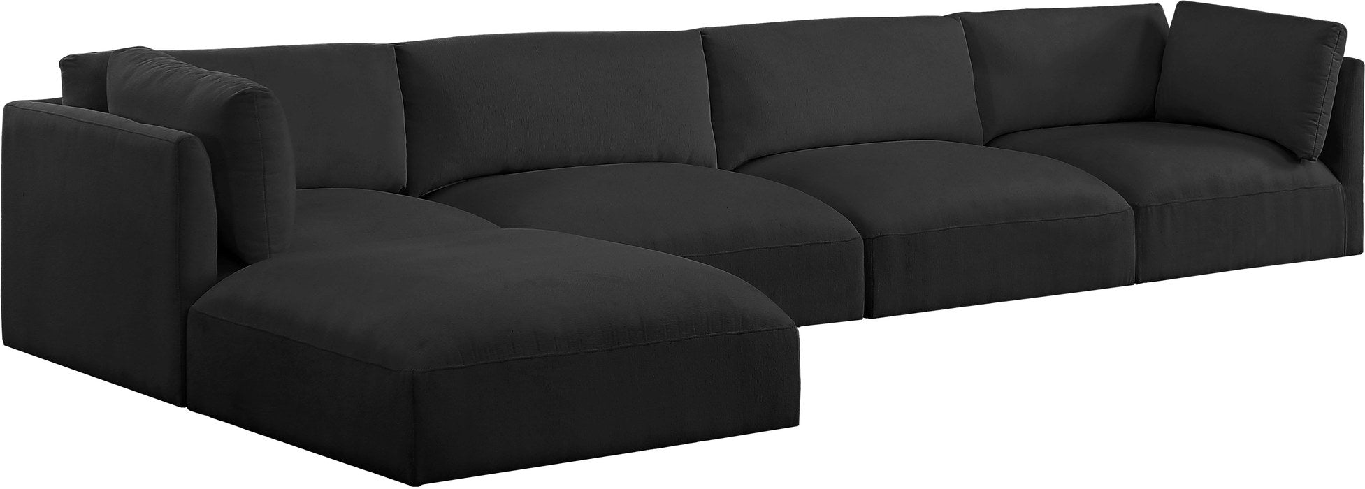 Meridian Furniture - Ease 152" Black Fabric Upholstered 5pc. Sectional - 696Black-Sec5A - GreatFurnitureDeal