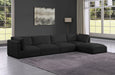 Meridian Furniture - Ease 152" Black Fabric Upholstered 5pc. Sectional - 696Black-Sec5A - GreatFurnitureDeal