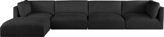 Meridian Furniture - Ease 152" Black Fabric Upholstered 5pc. Sectional - 696Black-Sec5A - GreatFurnitureDeal