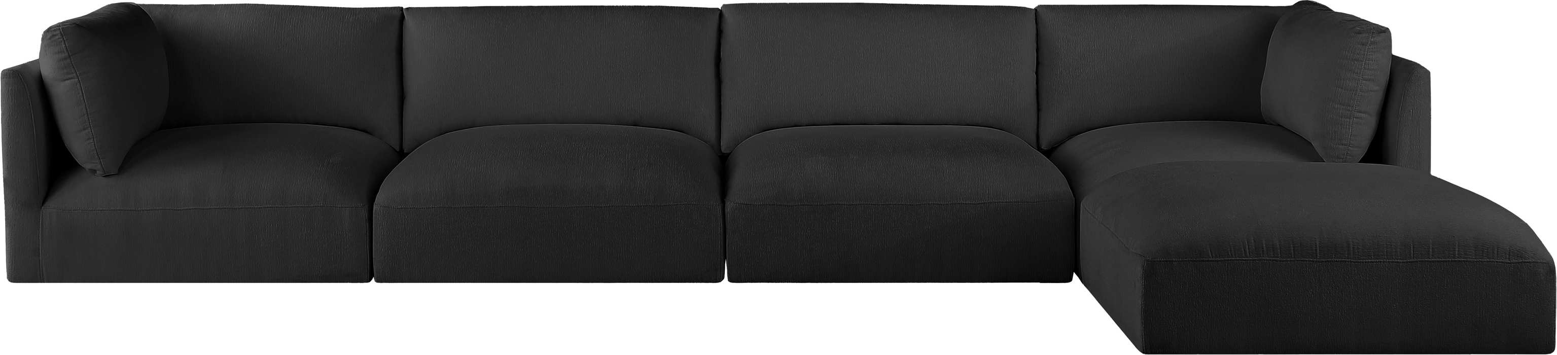 Meridian Furniture - Ease 152" Black Fabric Upholstered 5pc. Sectional - 696Black-Sec5A - GreatFurnitureDeal