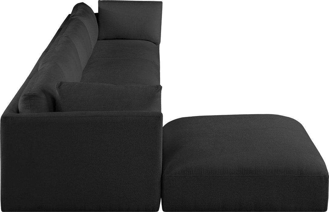 Meridian Furniture - Ease 152" Black Fabric Upholstered 5pc. Sectional - 696Black-Sec5A - GreatFurnitureDeal