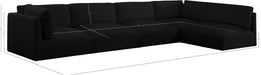 Meridian Furniture - Ease 152" Black Fabric Upholstered 5pc. Sectional - 696Black-Sec5B - GreatFurnitureDeal