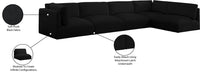 Meridian Furniture - Ease 152" Black Fabric Upholstered 5pc. Sectional - 696Black-Sec5B - GreatFurnitureDeal