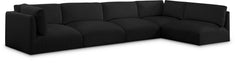 Meridian Furniture - Ease 152" Black Fabric Upholstered 5pc. Sectional - 696Black-Sec5B - GreatFurnitureDeal