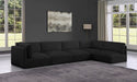 Meridian Furniture - Ease 152" Black Fabric Upholstered 5pc. Sectional - 696Black-Sec5B - GreatFurnitureDeal
