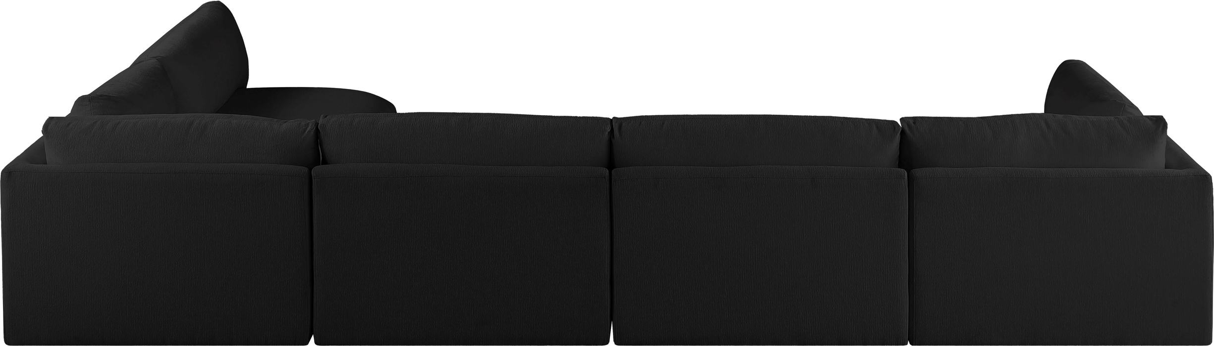 Meridian Furniture - Ease 152" Black Fabric Upholstered 5pc. Sectional - 696Black-Sec5B - GreatFurnitureDeal