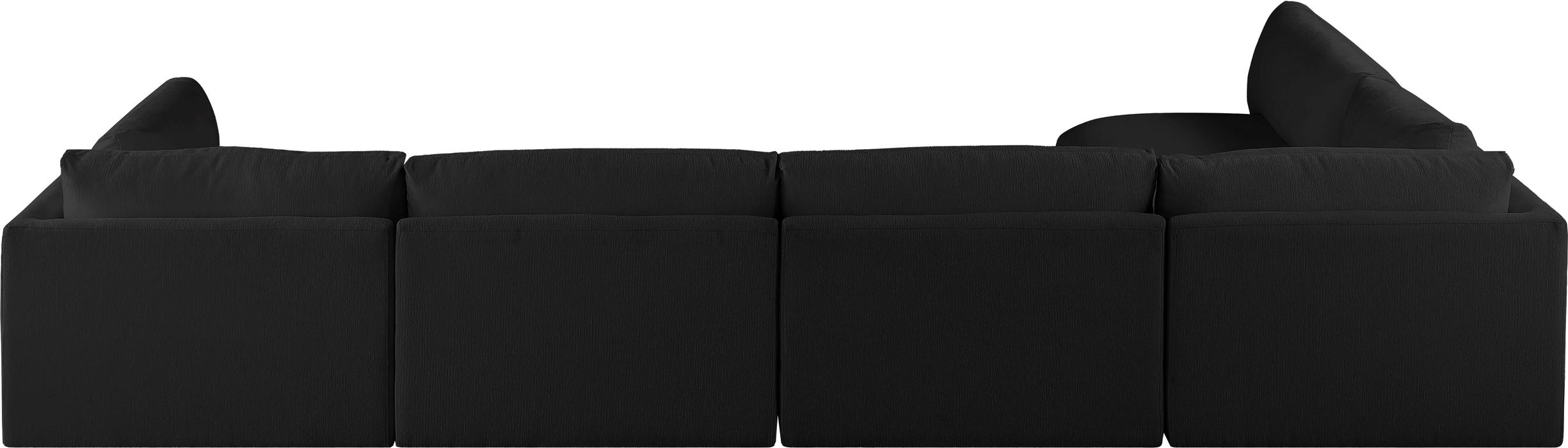 Meridian Furniture - Ease 152" Black Fabric Upholstered 5pc. Sectional - 696Black-Sec5B - GreatFurnitureDeal