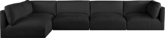 Meridian Furniture - Ease 152" Black Fabric Upholstered 5pc. Sectional - 696Black-Sec5B - GreatFurnitureDeal