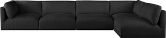 Meridian Furniture - Ease 152" Black Fabric Upholstered 5pc. Sectional - 696Black-Sec5B - GreatFurnitureDeal
