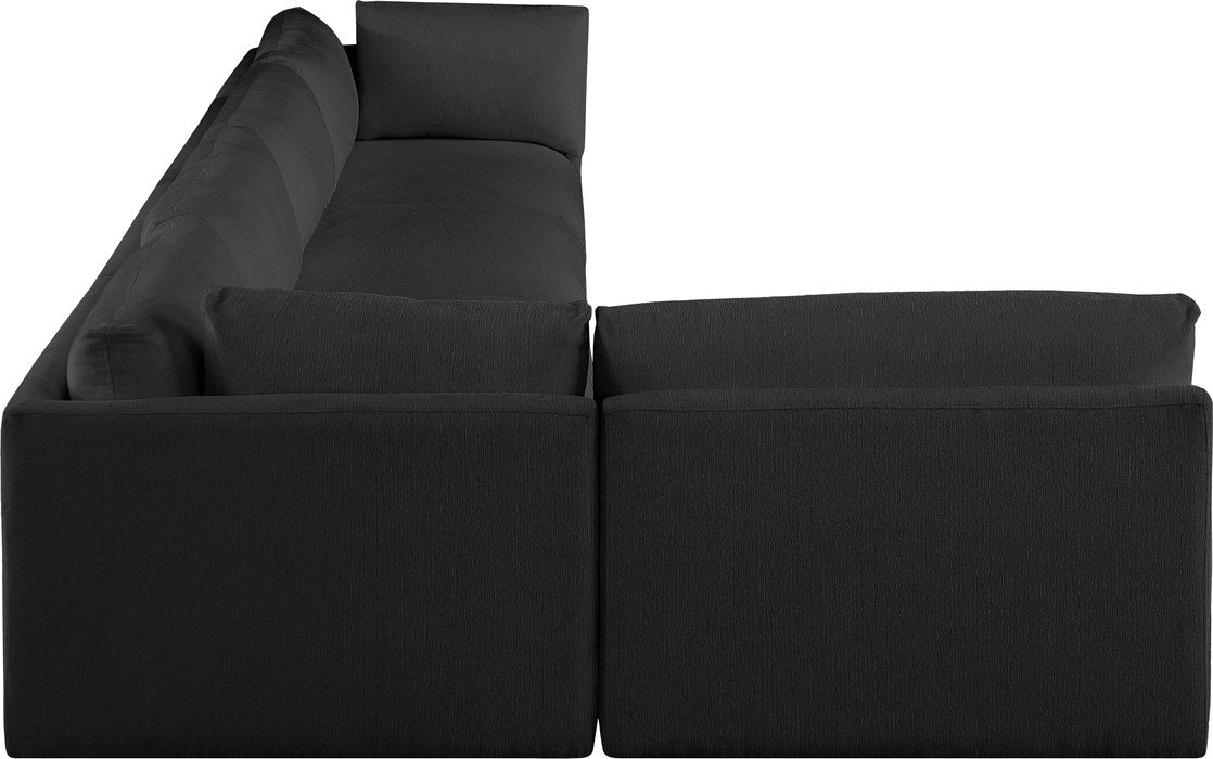 Meridian Furniture - Ease 152" Black Fabric Upholstered 5pc. Sectional - 696Black-Sec5B - GreatFurnitureDeal