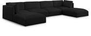 Meridian Furniture - Ease 152" Black Fabric Upholstered 6pc. Sectional - 696Black-Sec6C - GreatFurnitureDeal