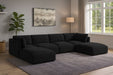 Meridian Furniture - Ease 152" Black Fabric Upholstered 6pc. Sectional - 696Black-Sec6C - GreatFurnitureDeal